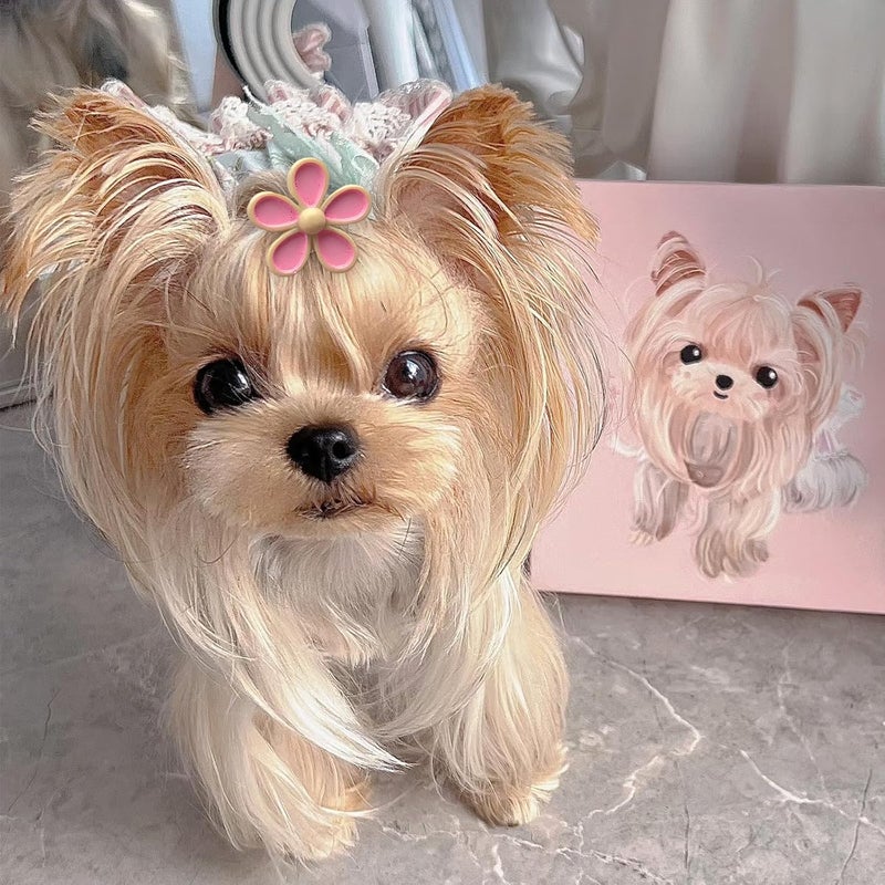 FGISAR 20 Pcs Light Pink Small Dog Hair Bows with Rubber Bands Puppy Bows for Ears Cute Grooming Flower Bowknot Strawberries Topknot Dog Hair Accessories for Small Dogs Girl Hair Ties for Yorkie Shih tzu - Image 4